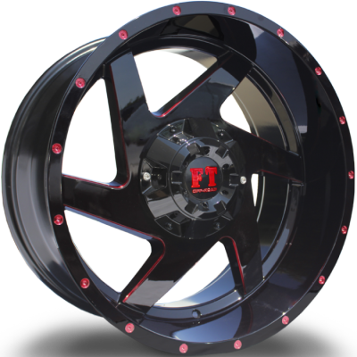 Full Throttle FT6052 Gloss Black with red Milling